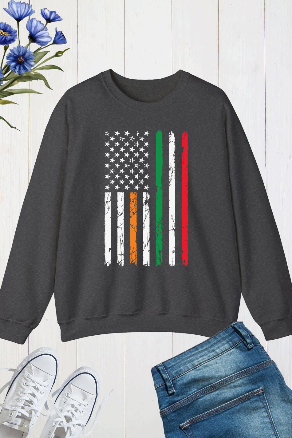 Irish American Shamrock Flag Sweatshirt