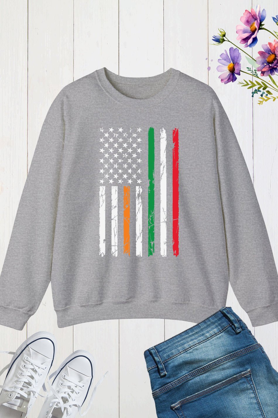 Irish American Shamrock Flag Sweatshirt