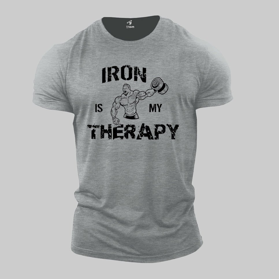 Iron Is My Therapy Fitness Crossfit Bodybuilding Gym T Shirt