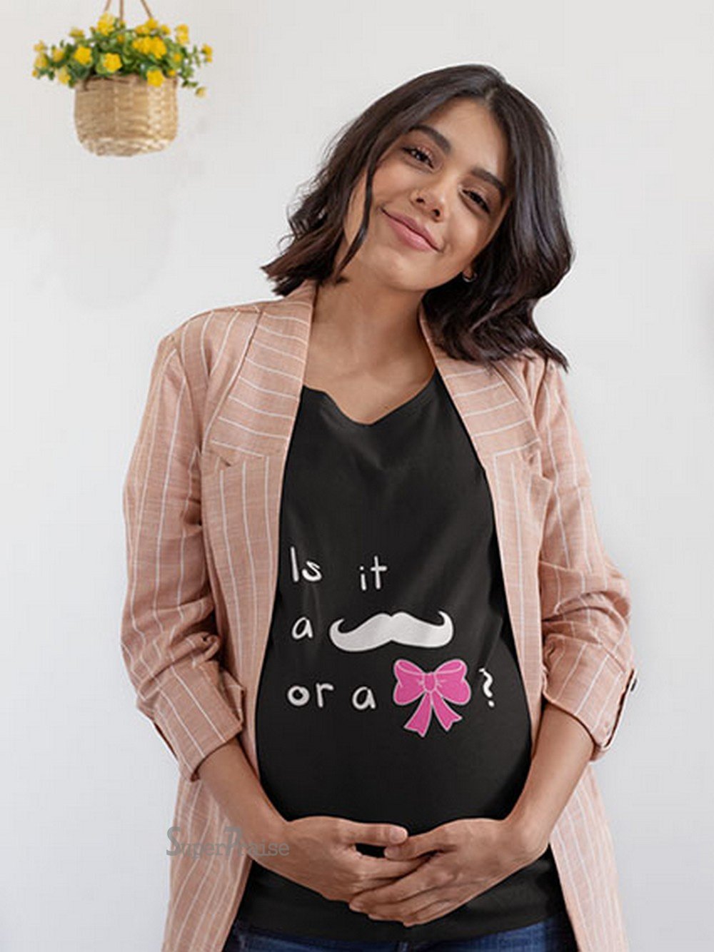 Is It A Mustache or A Bow Pregnancy T Shirts