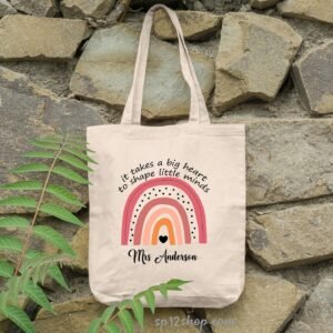It takes a big heart to shape little minds Custom Teacher Tote Bag