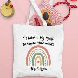 It Takes a Big heart Teacher Rainbow Tote Bag
