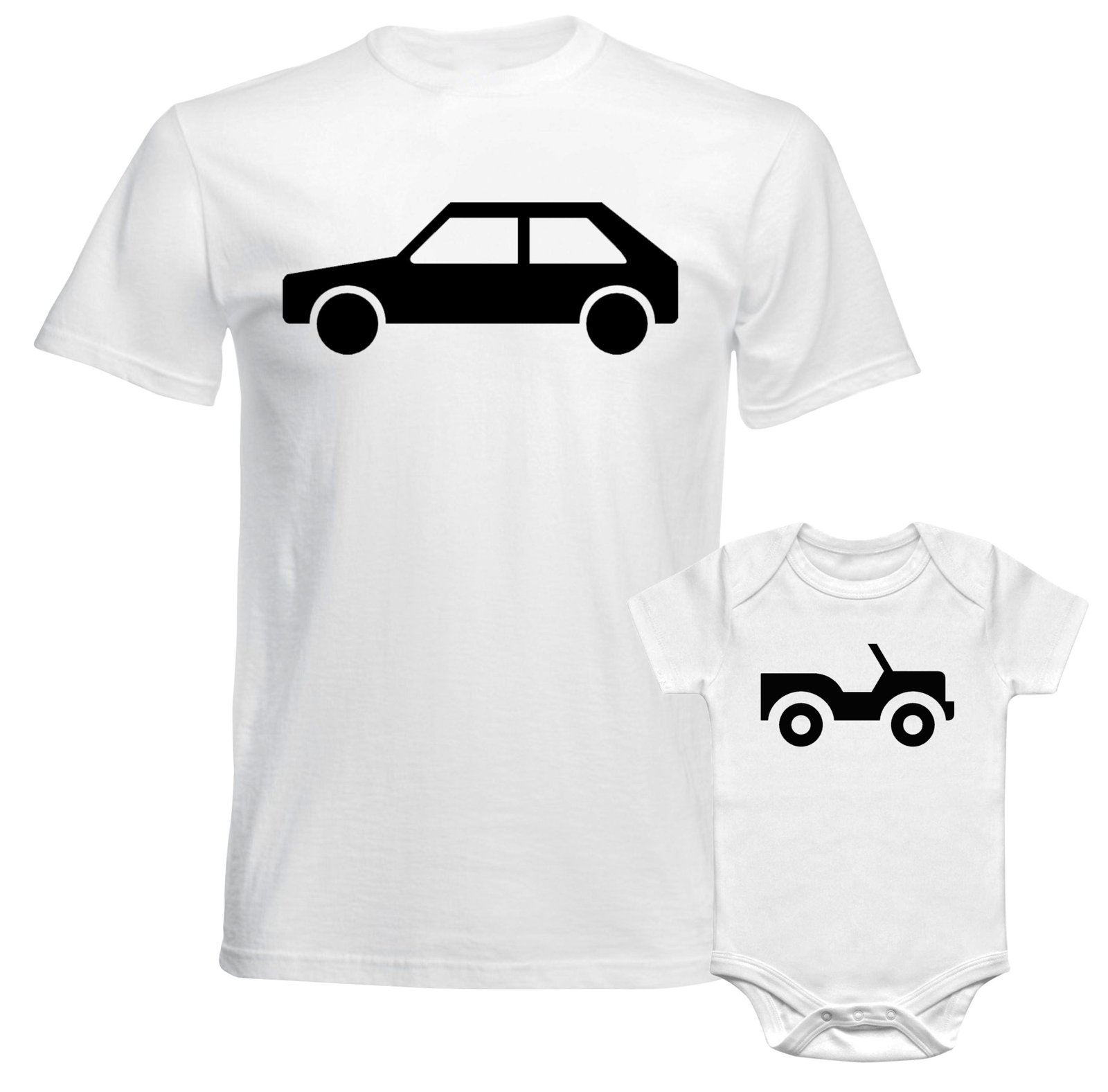 Father Daddy Daughter Dad Son Matching T shirts Baby Bodysuit Big Car Toy Car - Image 2
