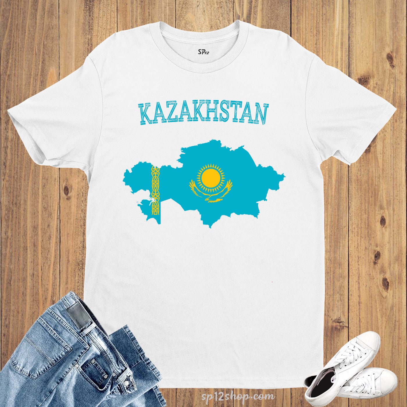 Kazakhstan Flag T Shirt Olympics FIFA World Cup Country Flag Tee Shirt
