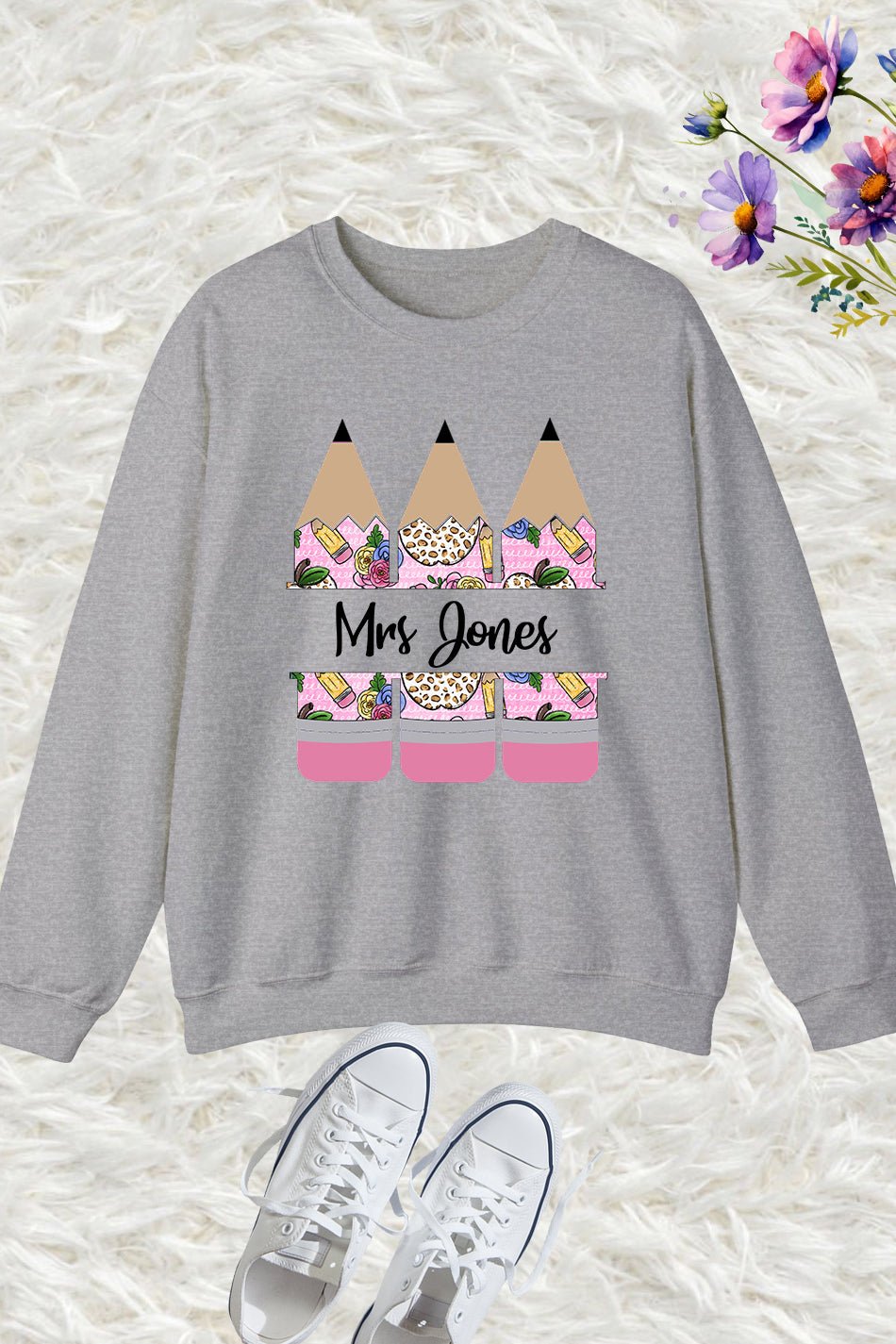 Customized Teacher Name Sweatshirt With Crayon - Image 3