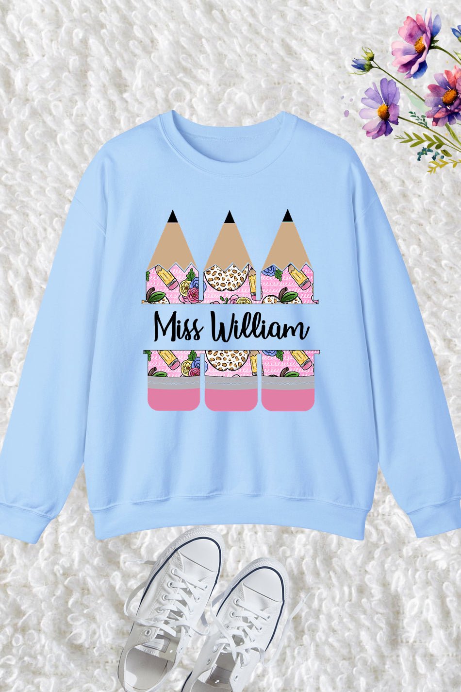 Customized Teacher Name Sweatshirt With Crayon