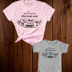 Kinda Stole My Heart Mommy Kids Matching T Shirt