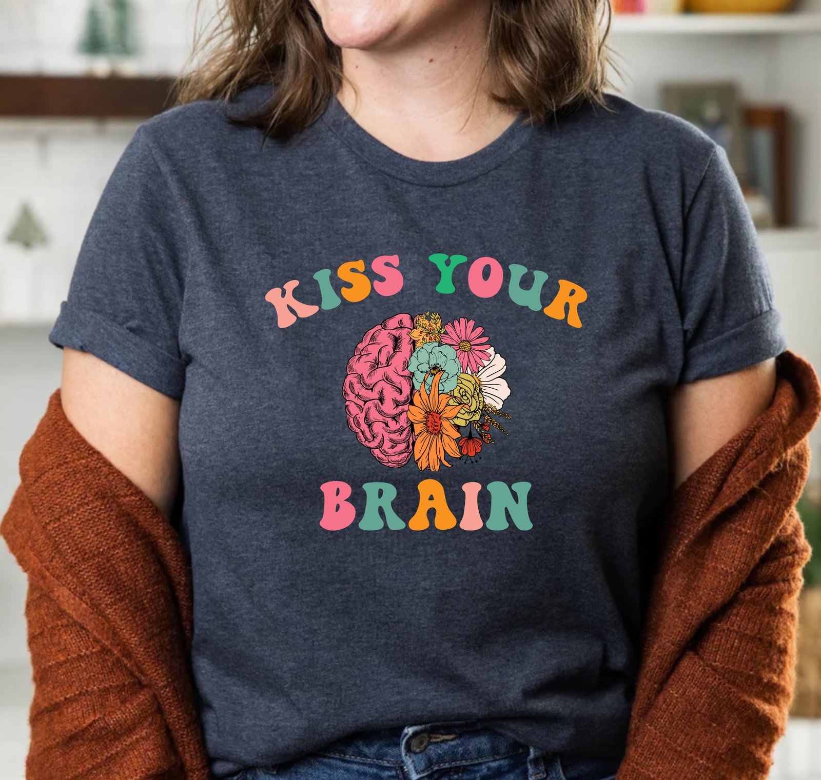 Kiss Your Brain Funny Mental Health Teacher Appreciation T-Shirts - Image 3