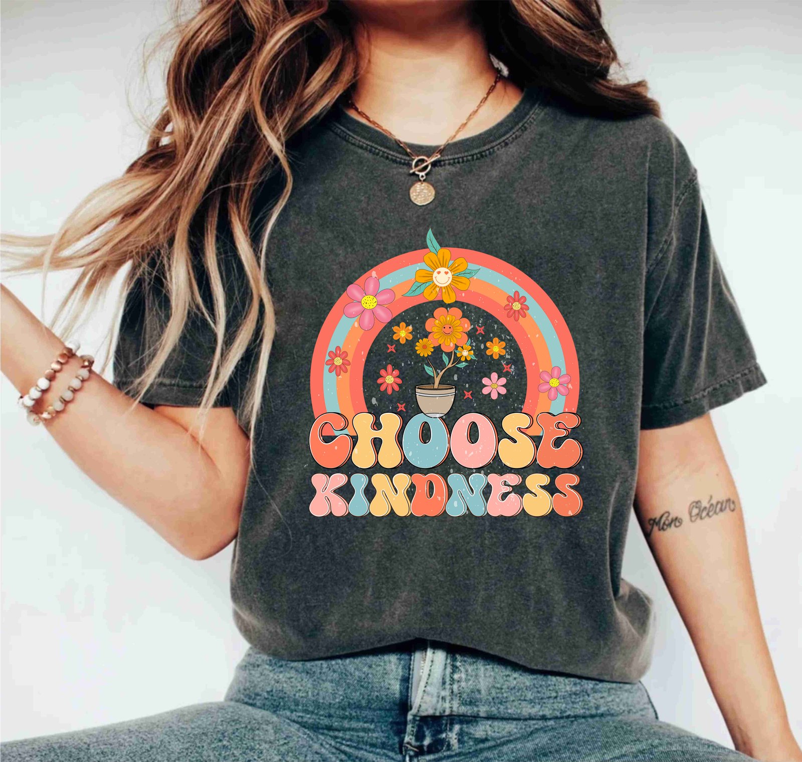 Choose Kindness Motivational Flower Inspirational Positive Vibes Shirt