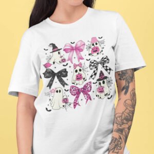 Halloween Pink Ghost Coquette Bow Shirt