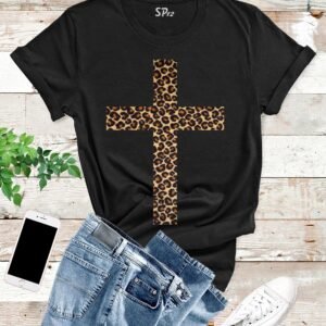 Leopard Jesus Cross T Shirt