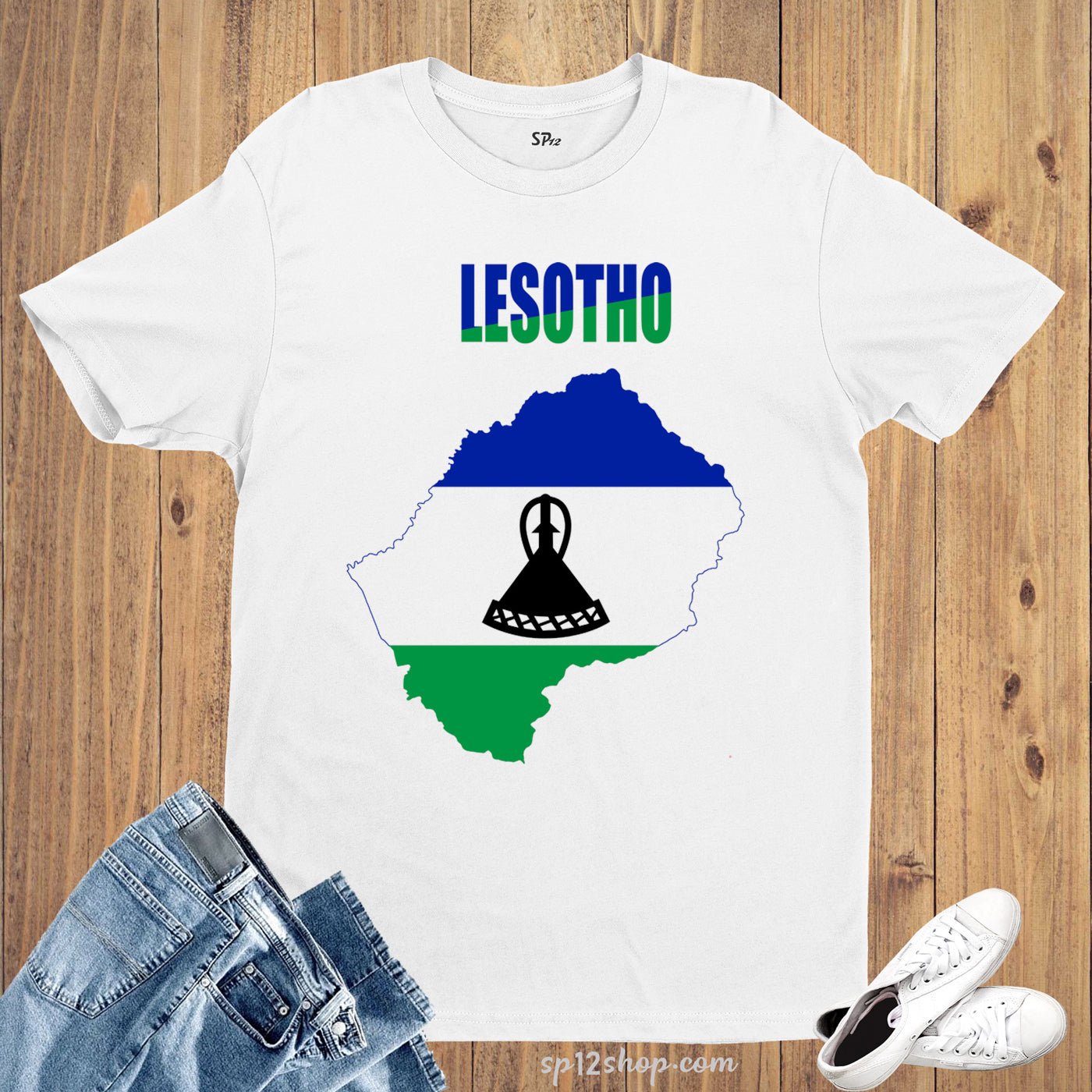 Lesotho Flag T Shirt Olympics FIFA World Cup Country Flag Tee Shirt