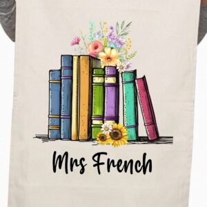 Floral Books Lover Custom Teacher Kitchen Table Tea Towel