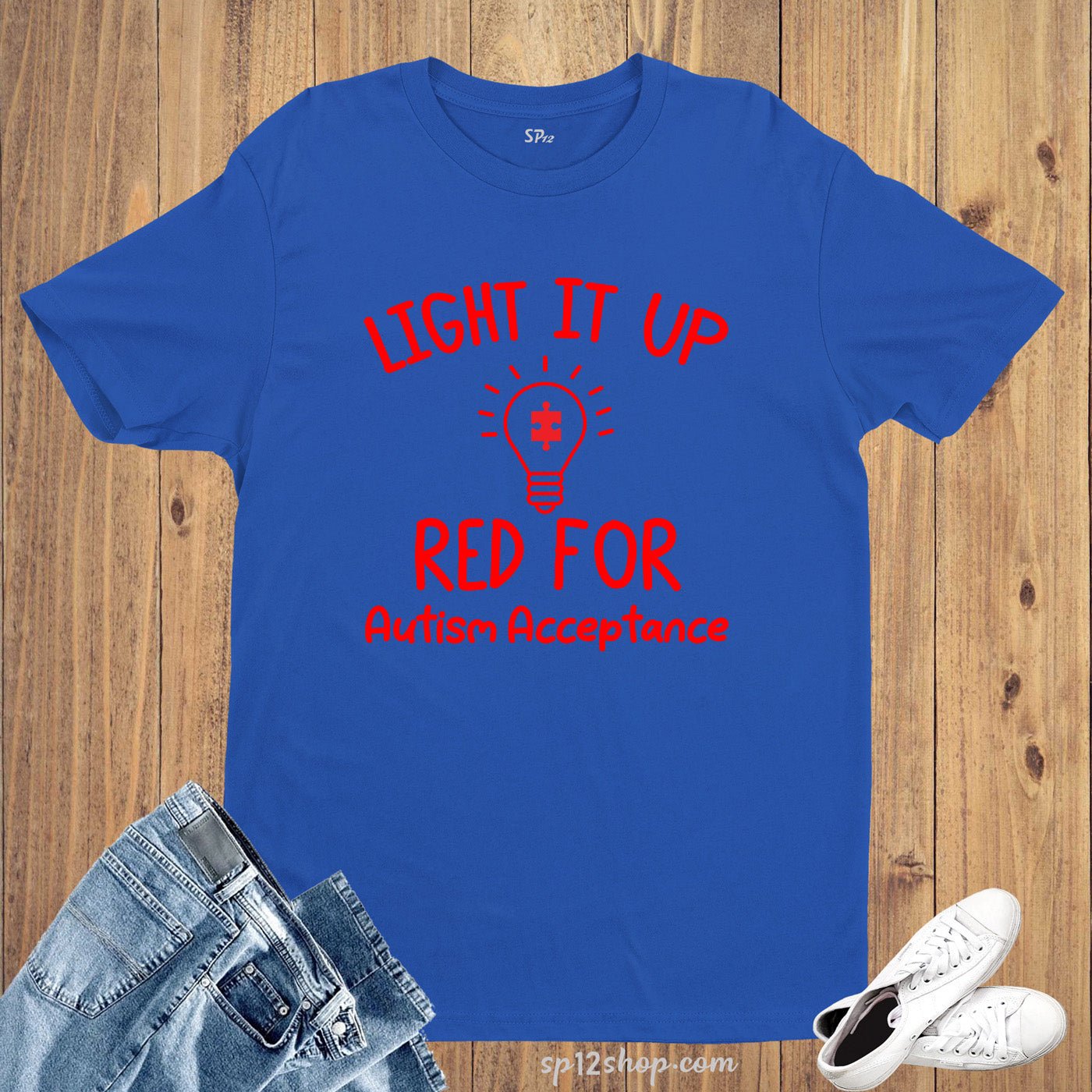 Light It Up Red For Autism Acceptance T Shirt