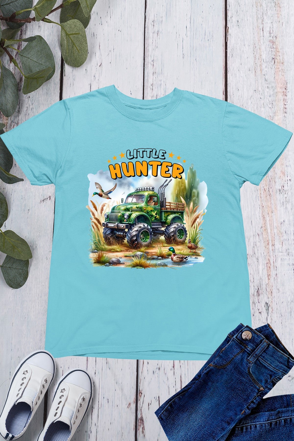 Little Hunter Kids Duck Hunting Truck T Shirt - Image 3