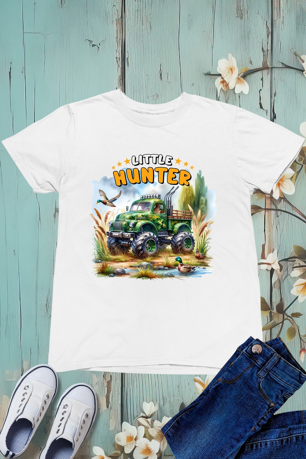Little Hunter Kids Duck Hunting Truck T Shirt - Image 2