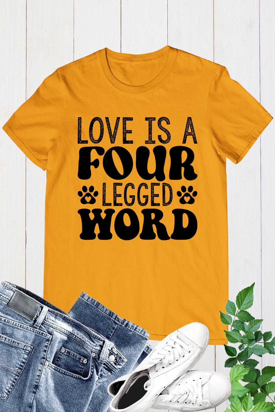 Love is a Four-legged Word Cat tee Shirt