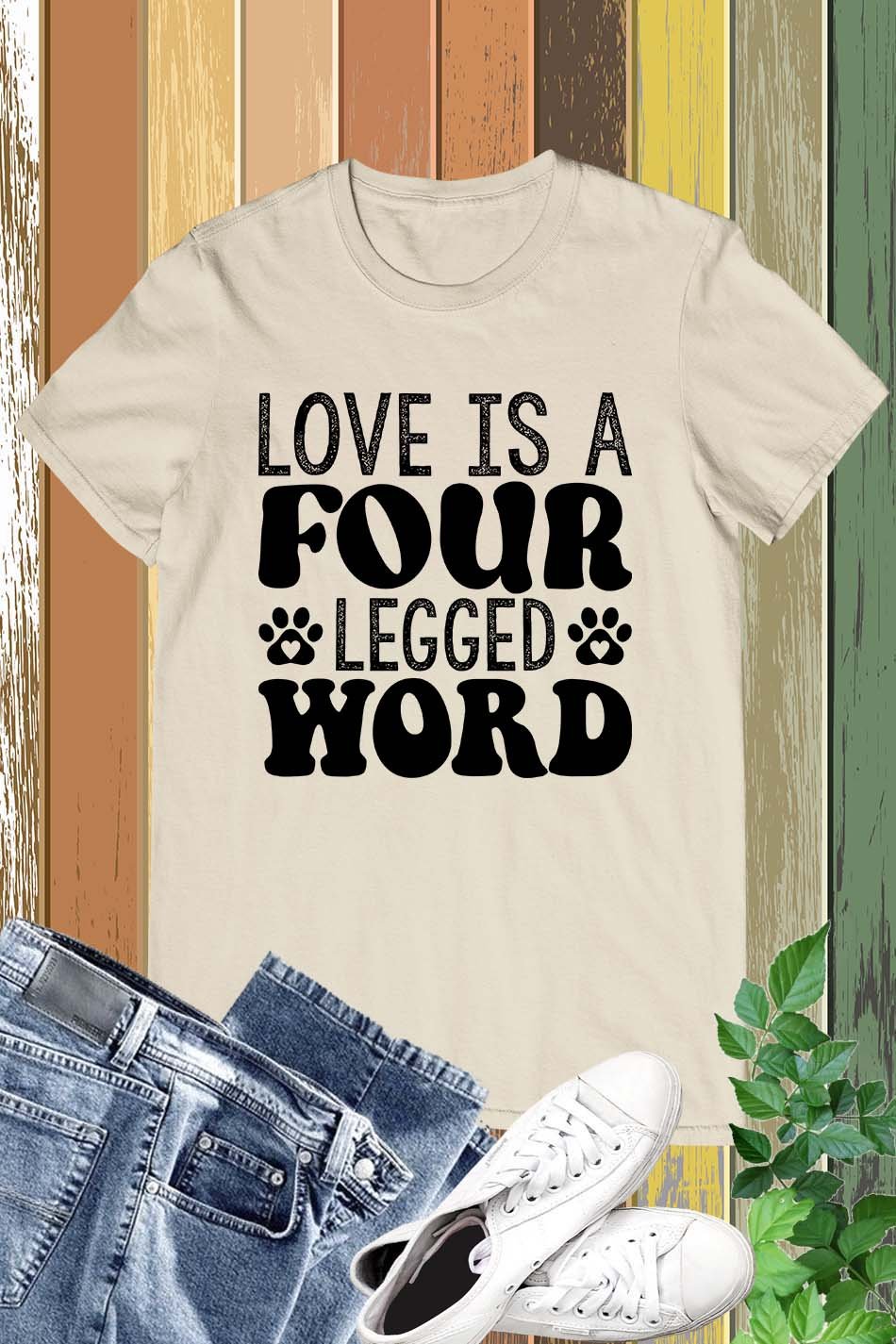 Love is a Four-legged Word Cat tee Shirt