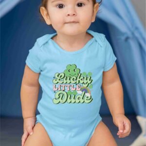 Lucky Little Dude Retro St Patricks Day Baby Bodysuit