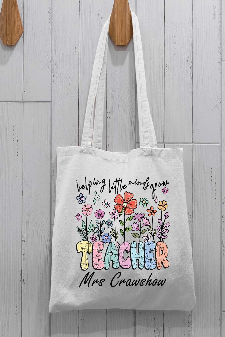 Helping Little Minds Grow Wildflower Custom Teacher Tote Bag - Image 2