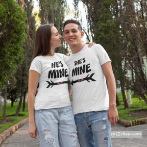 Matching Couple T Shirts He She Is Mine Love Arrow His Hers Outfits