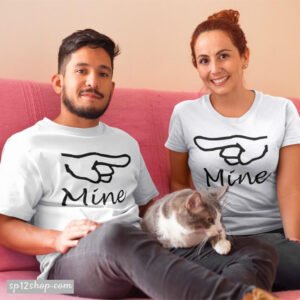Matching Couples T Shirts Mine Pointing Hand His And Hers Outfits