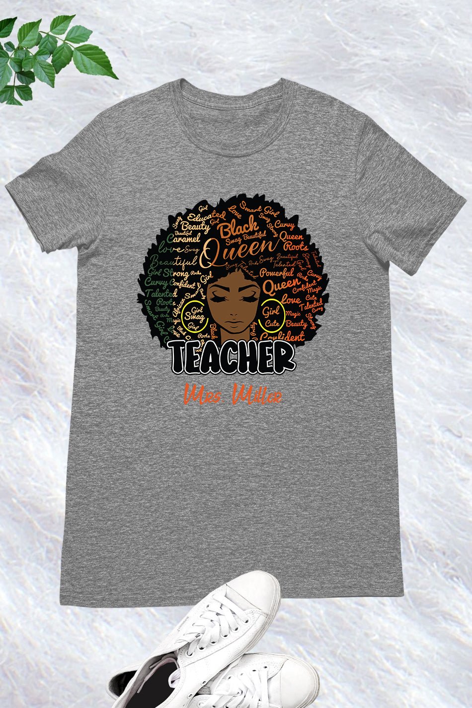 Custom Afro Teacher T Shirt
