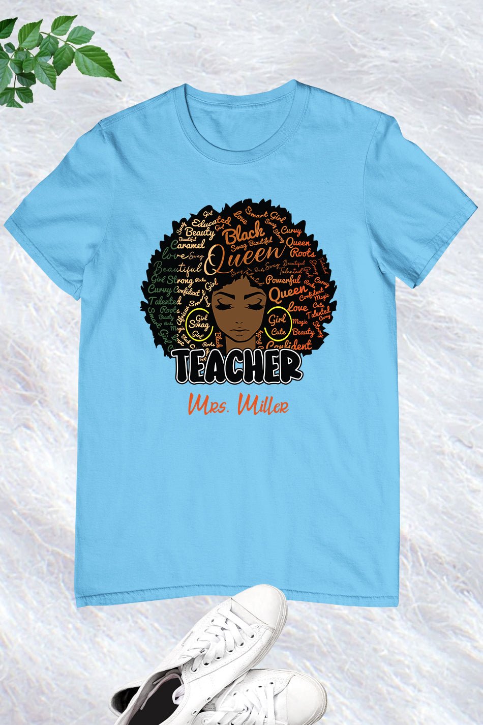 Custom Afro Teacher T Shirt