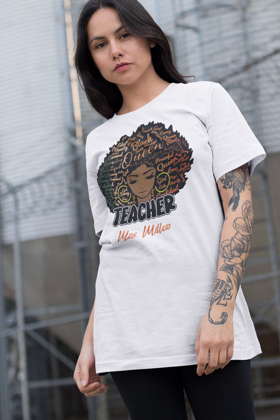 Custom Afro Teacher T Shirt