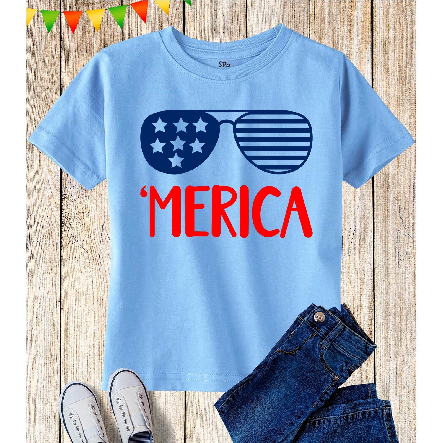 Merica Independence Day 4th of July America Sunglasses Patriotic T Shirt - Image 4