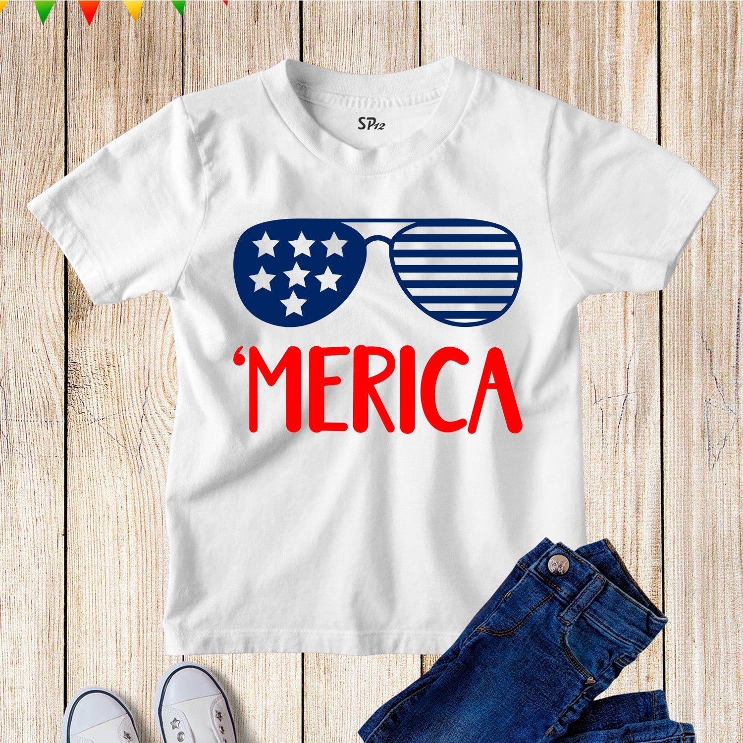 Merica Independence Day 4th of July America Sunglasses Patriotic T Shirt - Image 6