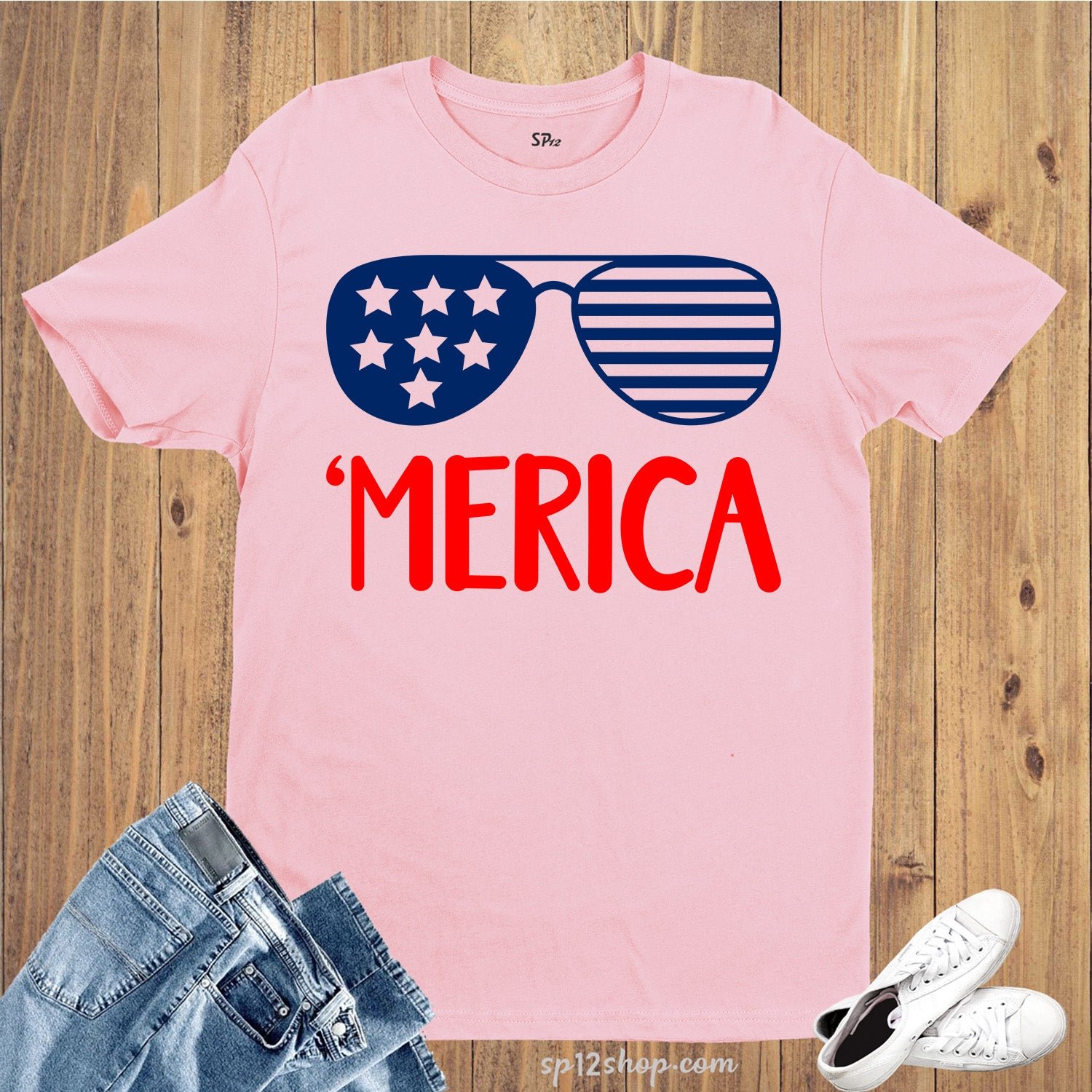Merica Independence Day 4th of July America Sunglasses Patriotic T Shirt - Image 9