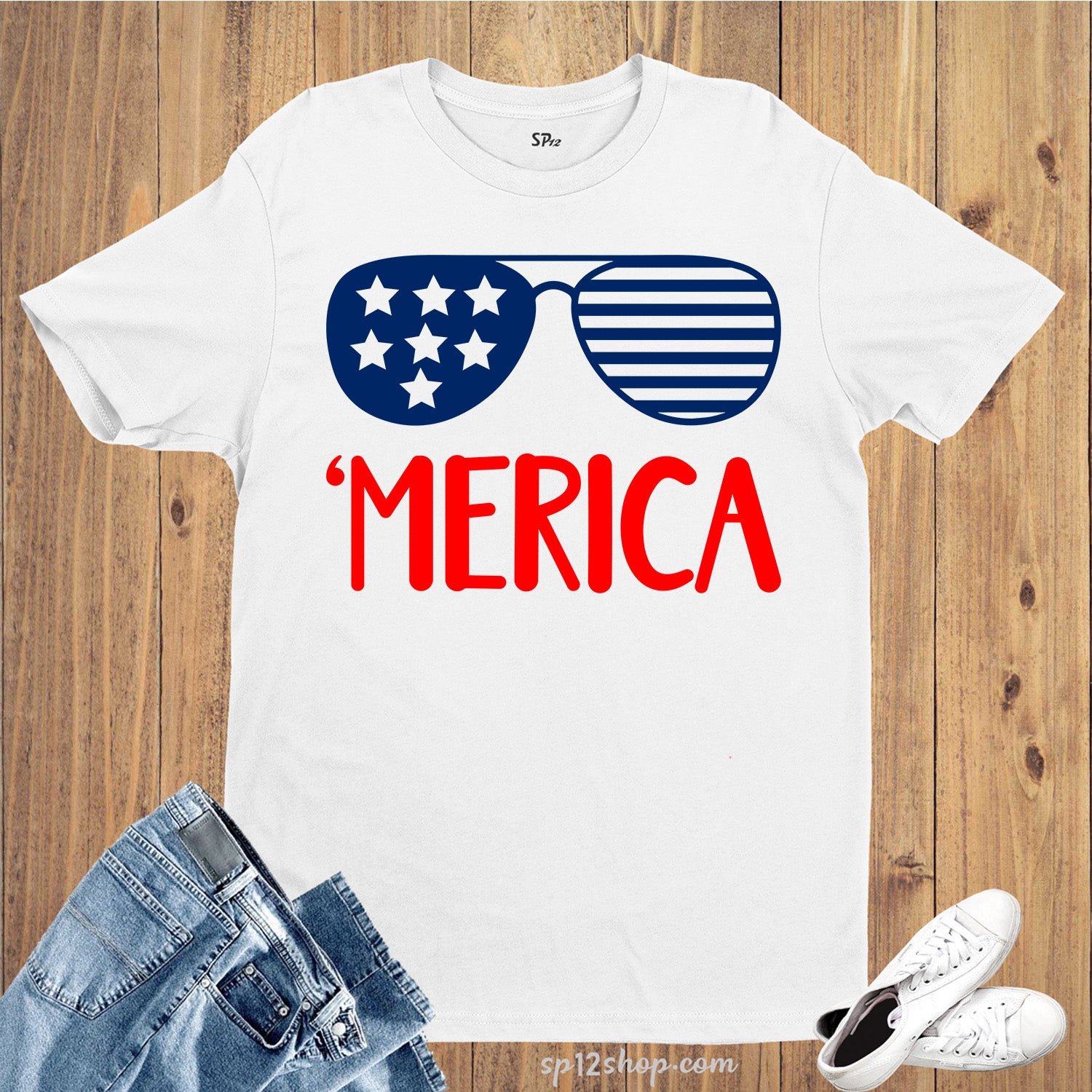 Merica Independence Day 4th of July America Sunglasses Patriotic T Shirt - Image 10