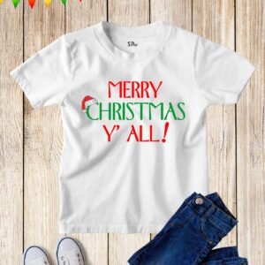 Kids Merry Christmas Y'All Santa Hat T Shirt