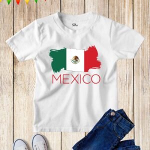 Kids Mexico Flag Football FIFA World Cup T Shirt Tee