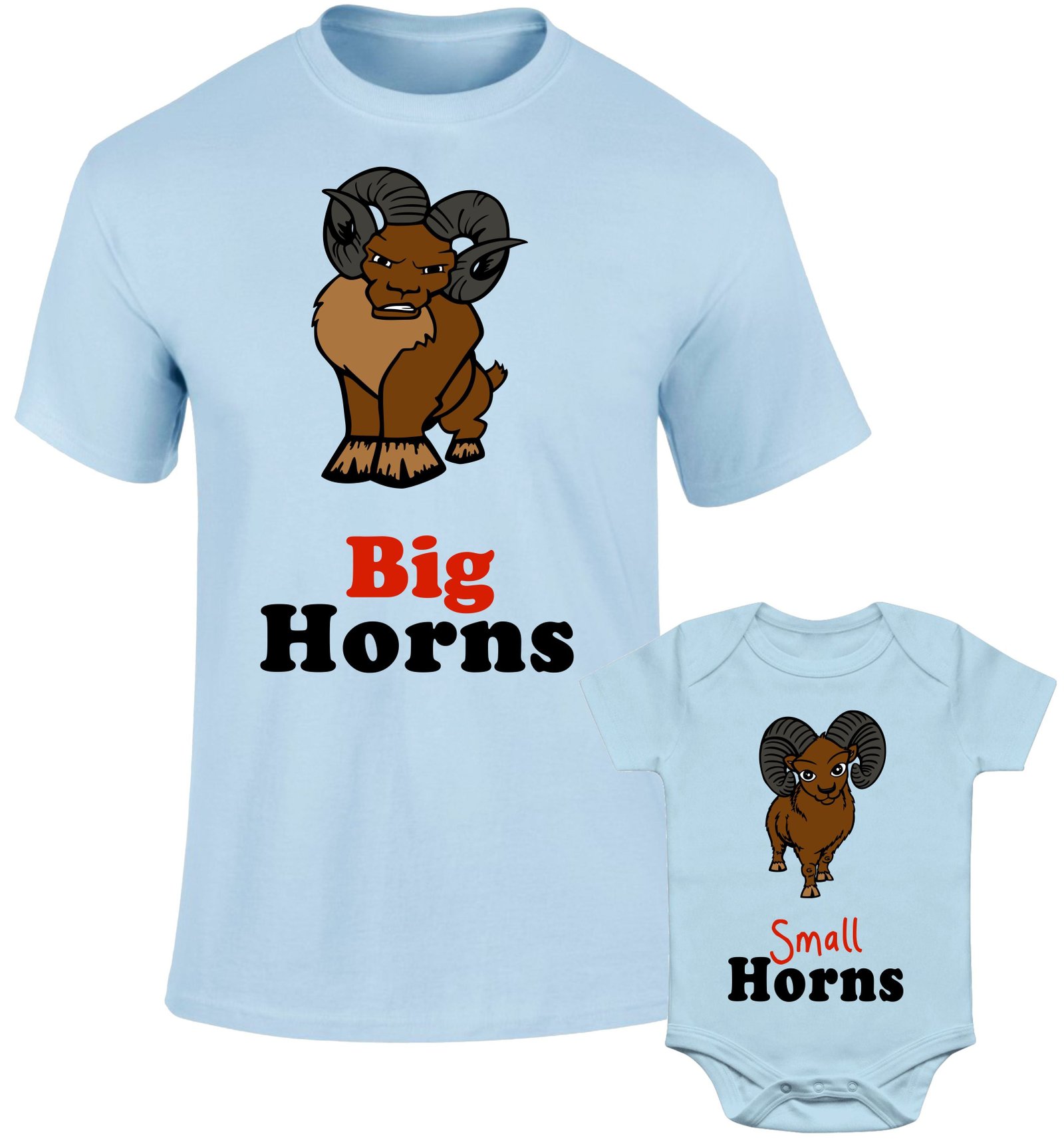 Father Daddy Daughter Dad Son Matching T shirts Big Horns Small Horns - Image 2