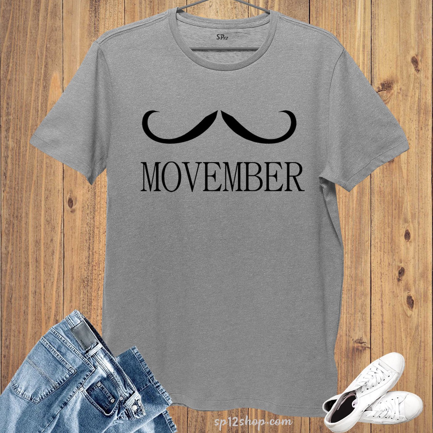 Movember November month Moustache Man Day Dad Slogan Funny T-Shirt