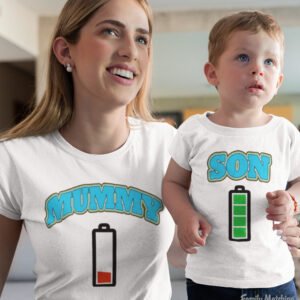 Mummy And Son Battery charger Matching T Shirt