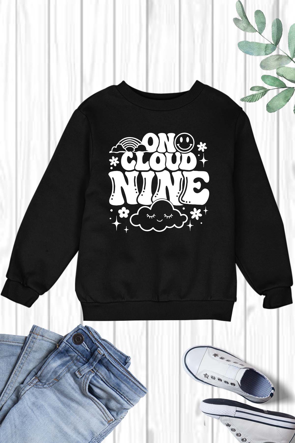9th Birthday Girl On Cloud Nine Sweatshirt - Image 4