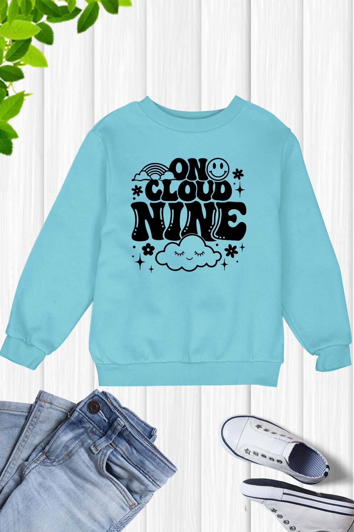 9th Birthday Girl On Cloud Nine Sweatshirt - Image 7
