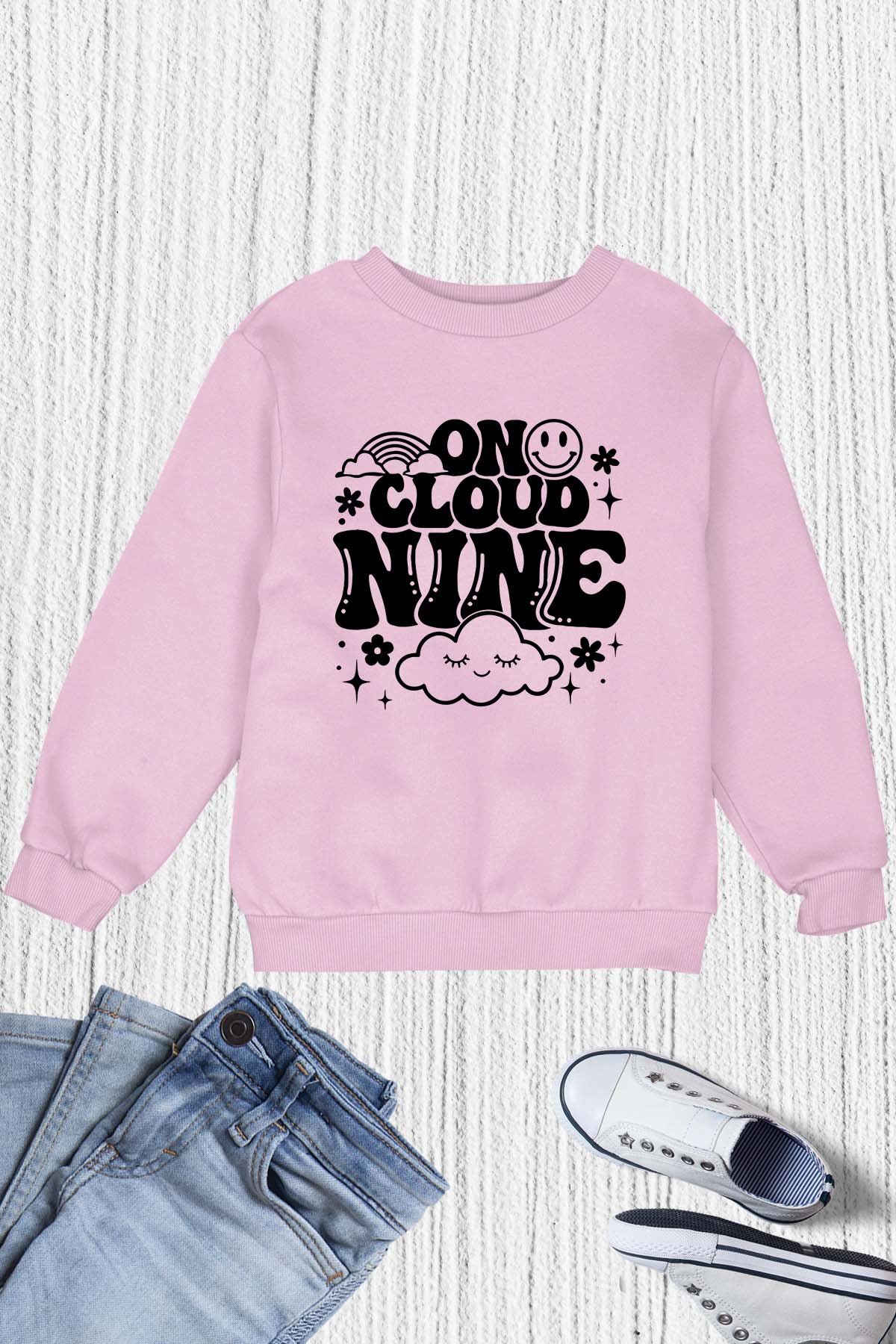 9th Birthday Girl On Cloud Nine Sweatshirt - Image 3