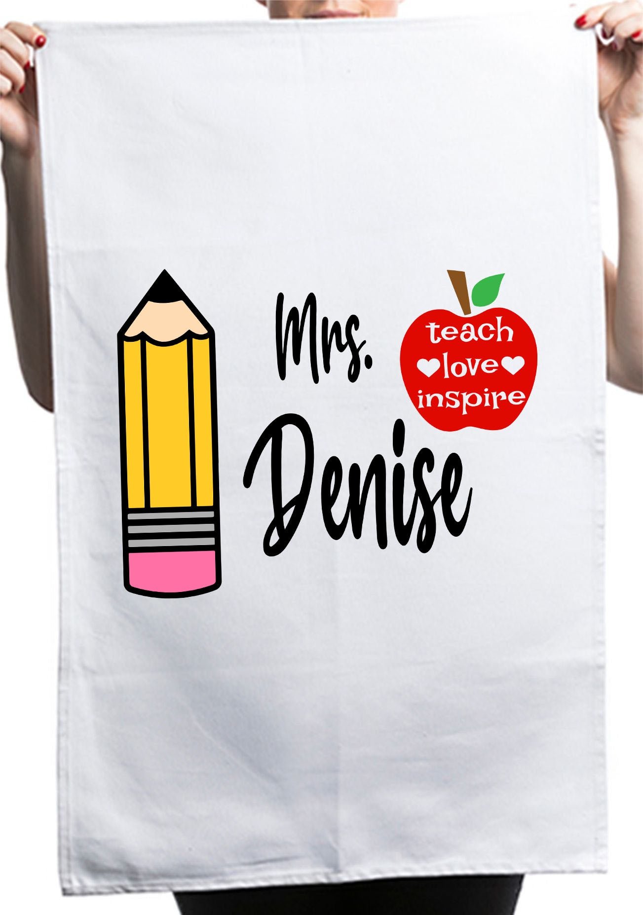 Inspirational Teacher Appreciation Custom Thank You Kitchen Table Tea Towel - Image 2