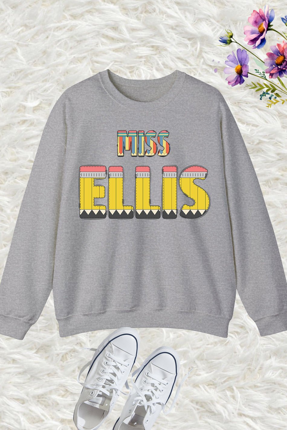 Custom Pencil Teacher Back To School Sweatshirt - Image 3