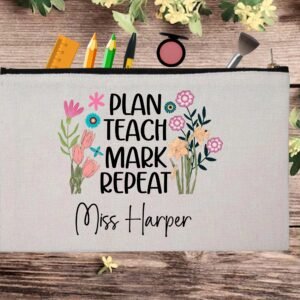 Funny Shopper Canvas Custom Teacher Appreciation Pouch Bag Pencil Case