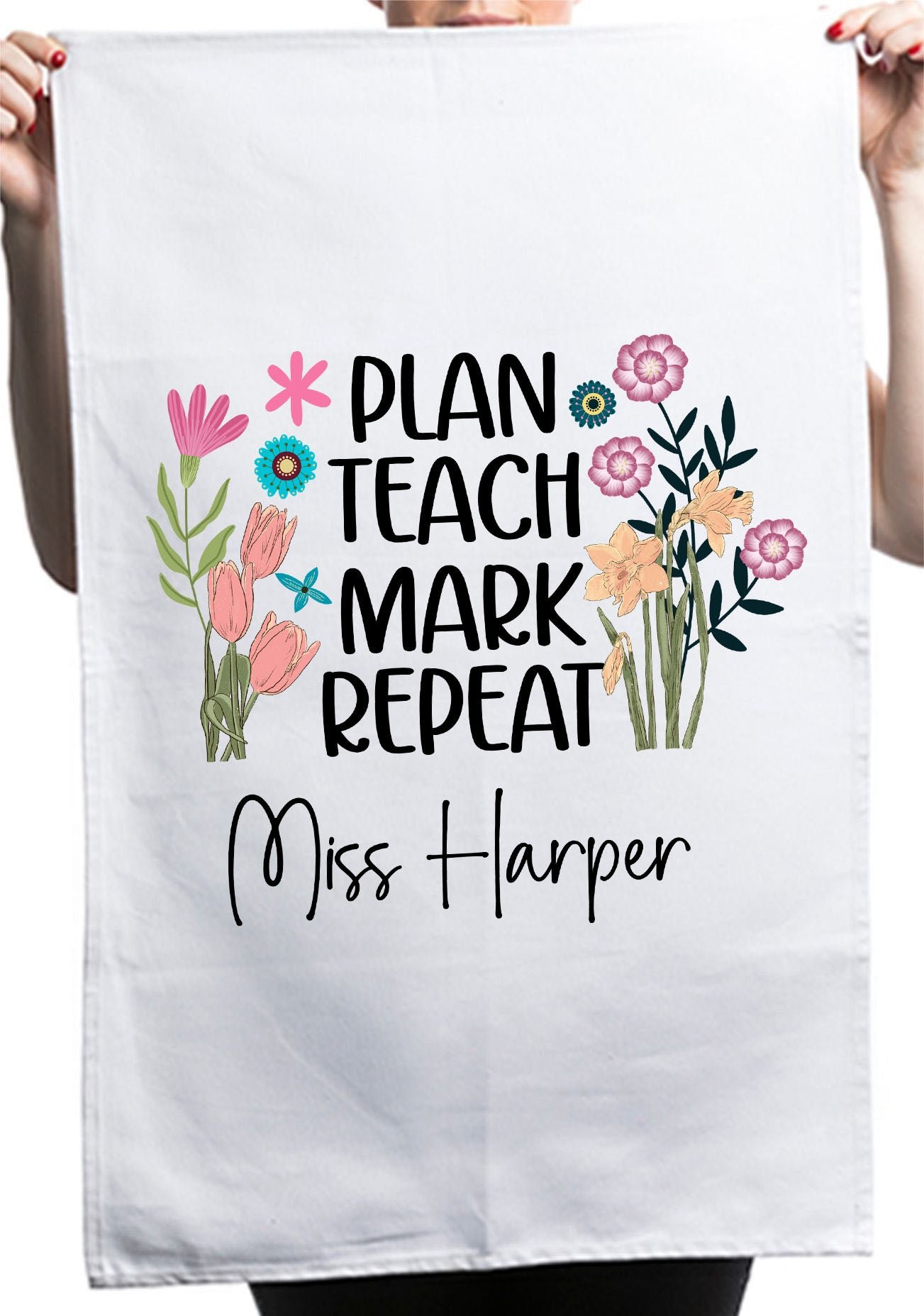 Custom Teacher Appreciation Thank You Kitchen Table Tea Towel - Image 2