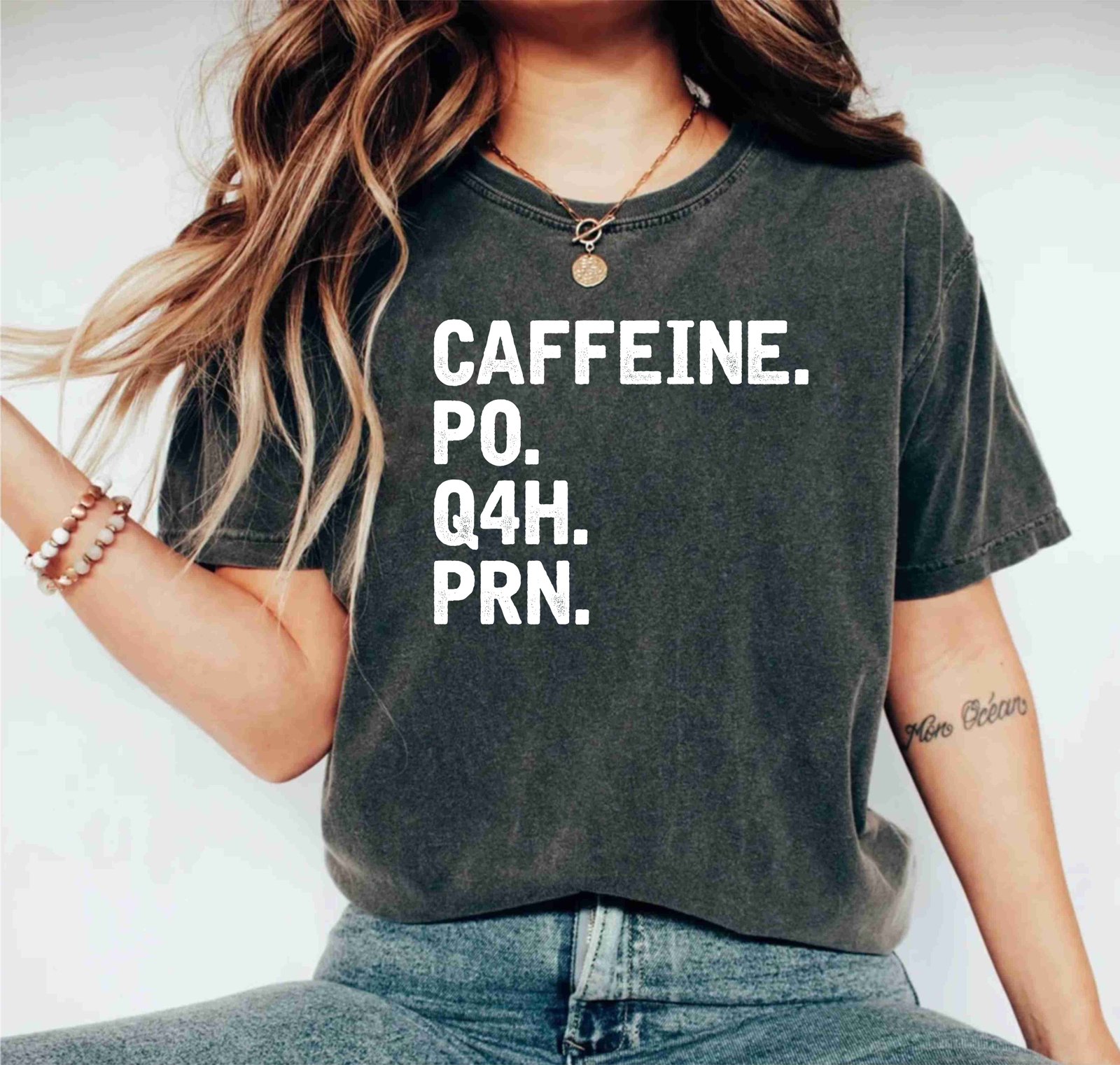 Caffeine PO Q4H PRN Nurse Coffee Lover Nurse Life Doctor T-Shirts - Image 10