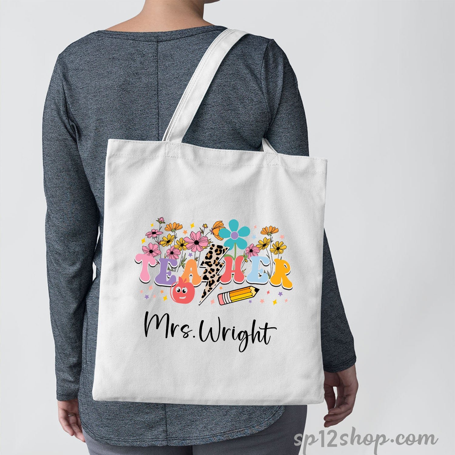 Cute Teachers Appreciation Custom Thank You Shopping Gifts Tote Bag - Image 4