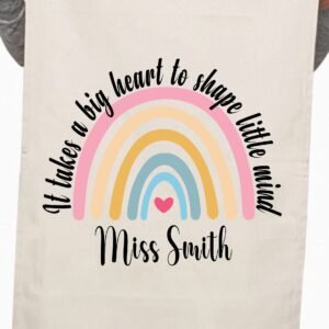 Cute Rainbow Teacher Appreciation Custom Thank You Kitchen Table Tea Towel