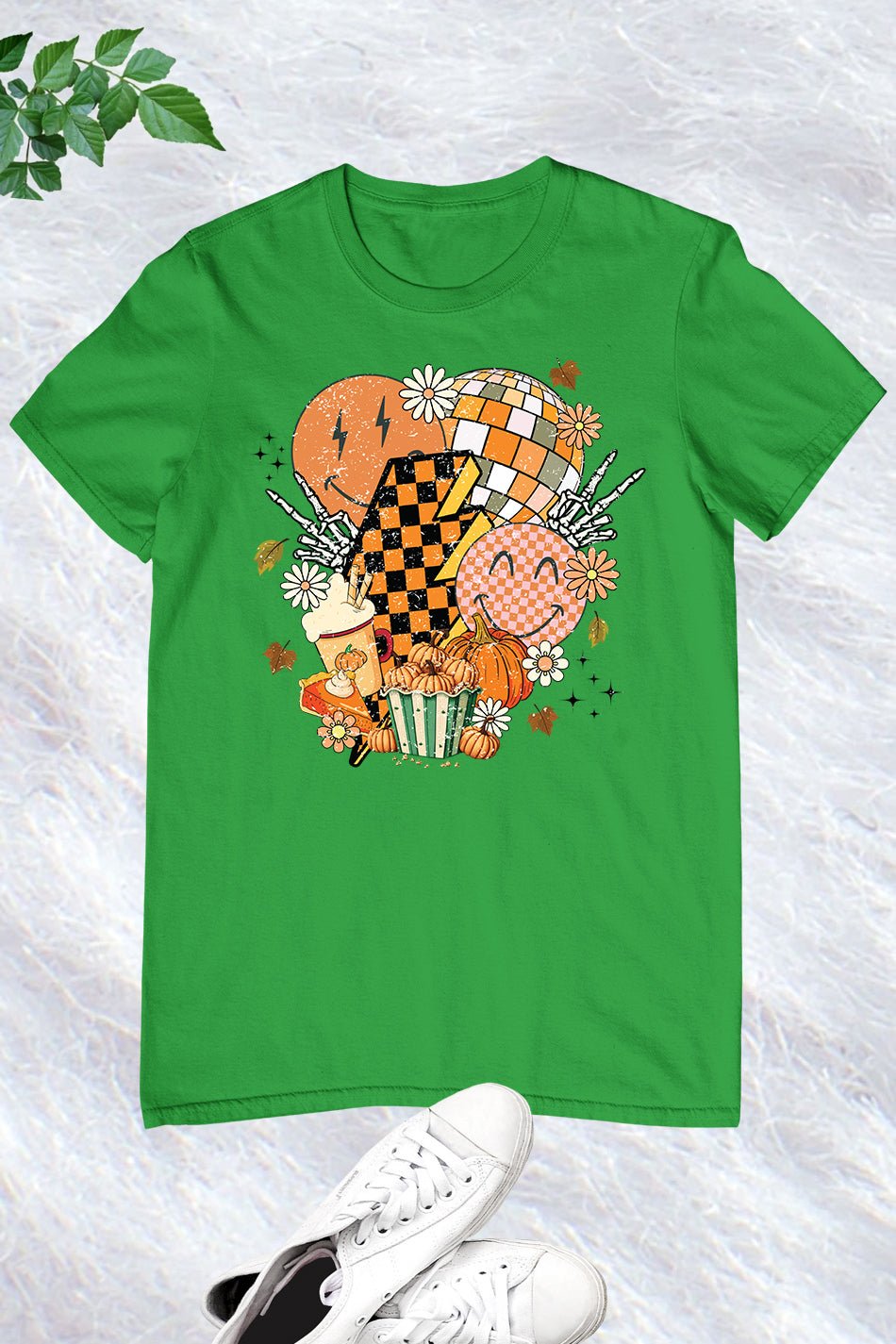 Halloween Checkered Boho Flowers Shirt - Image 5