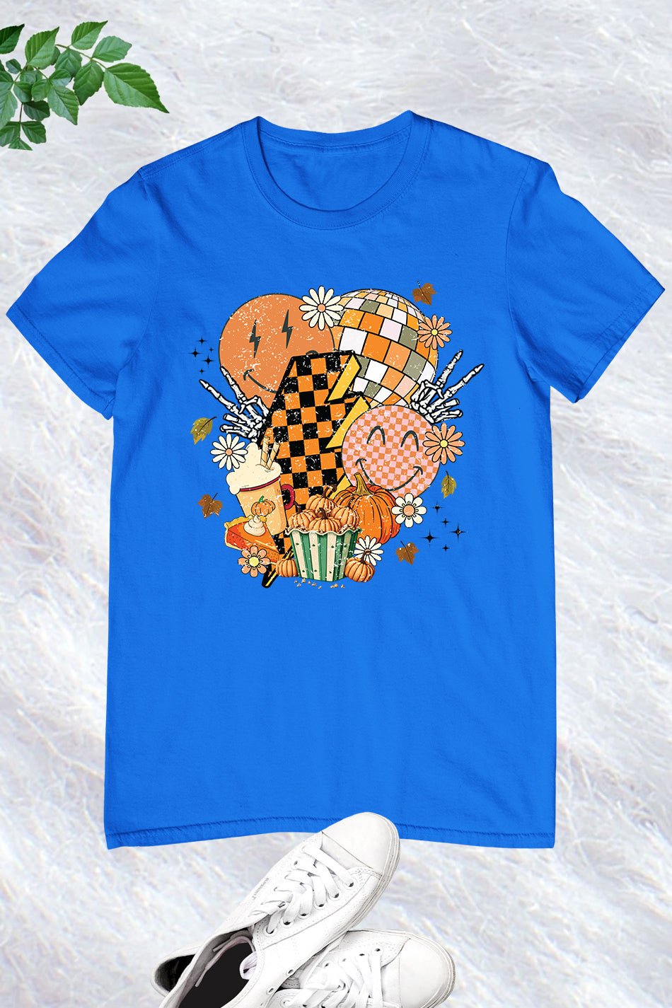 Halloween Checkered Boho Flowers Shirt - Image 10